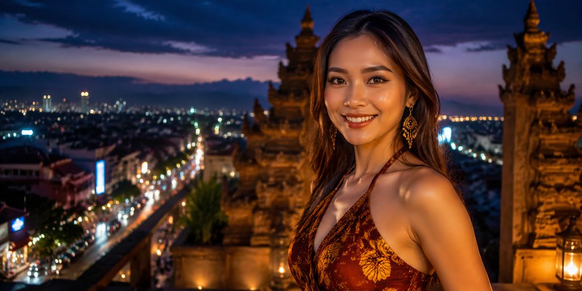 Model memperlihatkan antarmuka taruhan dengan ekspresi fokus dan percaya diri di layar ponsel